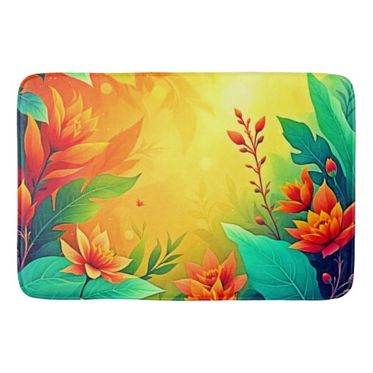 鮮やか抽象芸術フローラ美しい バスマット (正面)