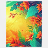 鮮やか抽象芸術フローラ美しい フリースブランケット (正面)