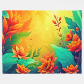 鮮やか抽象芸術フローラ美しい フリースブランケット (正面(横))