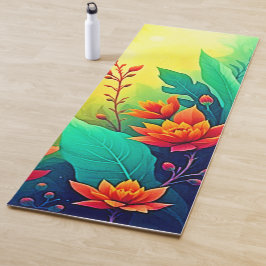鮮やか抽象芸術フローラ美しい ヨガマット