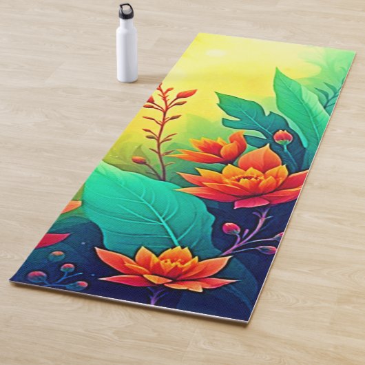 鮮やか抽象芸術フローラ美しい ヨガマット (インサイチュ)