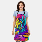 鮮やか抽象芸術フローラ エプロン (着用した状態)