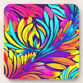 鮮やか抽象芸術フローラ コースター
