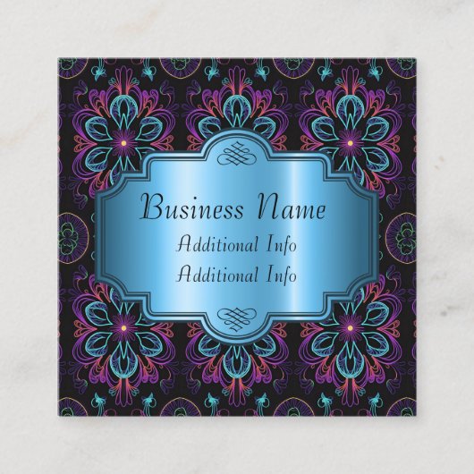 鮮やか抽象芸術フローラ スクエア名刺 (正面)