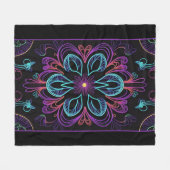 鮮やか抽象芸術フローラ フリースブランケット (正面(横))