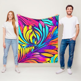 鮮やか抽象芸術フローラ フリースブランケット