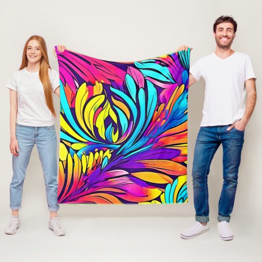 鮮やか抽象芸術フローラ フリースブランケット (インサイチュ)