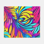 鮮やか抽象芸術フローラ フリースブランケット (正面(横))