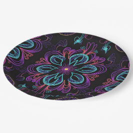 鮮やか抽象芸術フローラ ペーパープレート