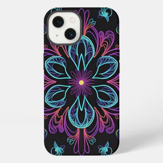 鮮やか抽象芸術フローラ iPhoneケース (裏面)