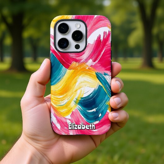 鮮やか抽象芸術ブラシストローク iPhoneケース