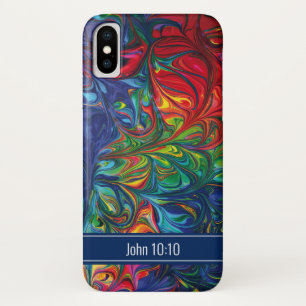 鮮やか抽象芸術ブルー聖なる書物、 経典パーソナライズされた iPhone X ケース