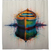 鮮やか抽象芸術ボートアート芸術的デザイン シャワーカーテン (正面)