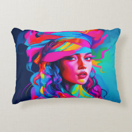 鮮やか抽象芸術ポートレート アクセントクッション