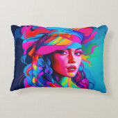 鮮やか抽象芸術ポートレート アクセントクッション (裏面)