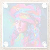 鮮やか抽象芸術ポートレート ガラスコースター (裏面)