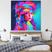 鮮やか抽象芸術ポートレート キャンバスプリント (インサイチュ (寝室))