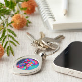 鮮やか抽象芸術ポートレート キーホルダー (側面)