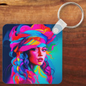 鮮やか抽象芸術ポートレート キーホルダー (裏面)