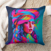 鮮やか抽象芸術ポートレート クッション (ブランケット)