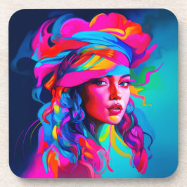鮮やか抽象芸術ポートレート コースター