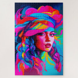 鮮やか抽象芸術ポートレート ジグソーパズル