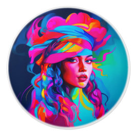 鮮やか抽象芸術ポートレート セラミックノブ