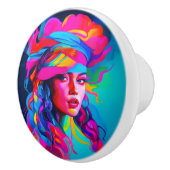 鮮やか抽象芸術ポートレート セラミックノブ (右)