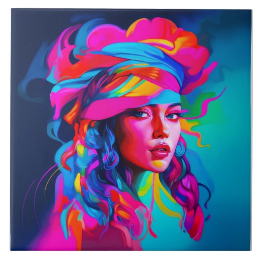 鮮やか抽象芸術ポートレート タイル (正面)
