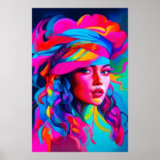 鮮やか抽象芸術ポートレート ポスター (正面)