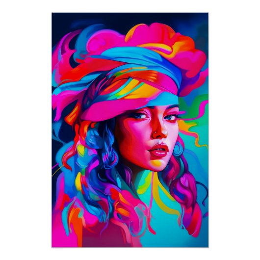 鮮やか抽象芸術ポートレート ポスター (正面)