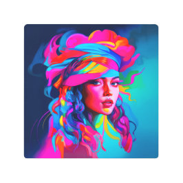 鮮やか抽象芸術ポートレート メタルプリント