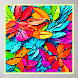 鮮やか抽象芸術リーフ ポスター