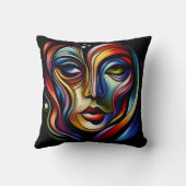 鮮やか抽象芸術付きカラフルストライプポートレート クッション (裏面)