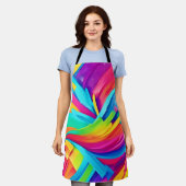 鮮やか抽象芸術図形のアート エプロン (着用した状態)