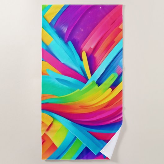 鮮やか抽象芸術図形のアート ビーチタオル (正面)