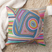 鮮やか抽象芸術幾何ストライプのパターン クッション (ブランケット)