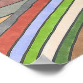 鮮やか抽象芸術幾何ストライプのパターン ポスター (角)