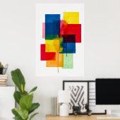 鮮やか抽象芸術幾何学水彩 ポスター (ホームオフィス)