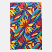 鮮やか抽象芸術幾何数々の色 キッチンタオル (縦)