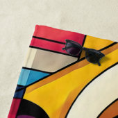 鮮やか抽象芸術幾何顔 ビーチタオル (インサイチュ)