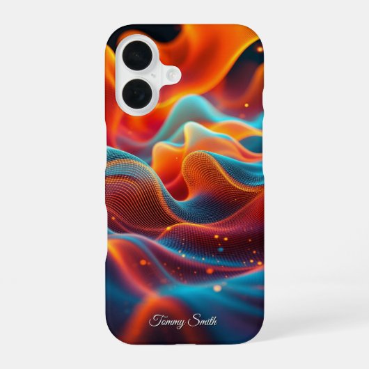 鮮やか抽象芸術波 – 未来美術 iPhone 16ケース (裏面)
