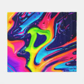 鮮やか抽象芸術流体の飛散 フリースブランケット (正面(横))