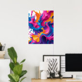 鮮やか抽象芸術流体アート – カラースプラッシュデザイン ポスター (ホームオフィス)