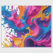 鮮やか抽象芸術流体アート – カラースプラッシュデザイン ラッピングペーパー (フラット)