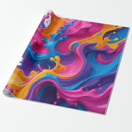 鮮やか抽象芸術流体アート – カラースプラッシュデザイン ラッピングペーパー