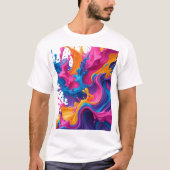 鮮やか抽象芸術流体アート – カラースプラッシュデザイン Tシャツ (正面)