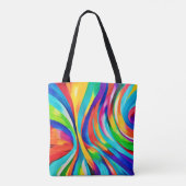 鮮やか抽象芸術渦巻きカラーアート トートバッグ (裏面)