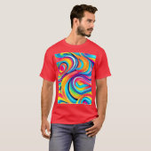 鮮やか抽象芸術渦巻き色 Tシャツ (正面フル)