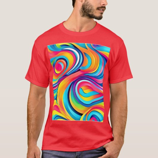 鮮やか抽象芸術渦巻き色 Tシャツ (正面)